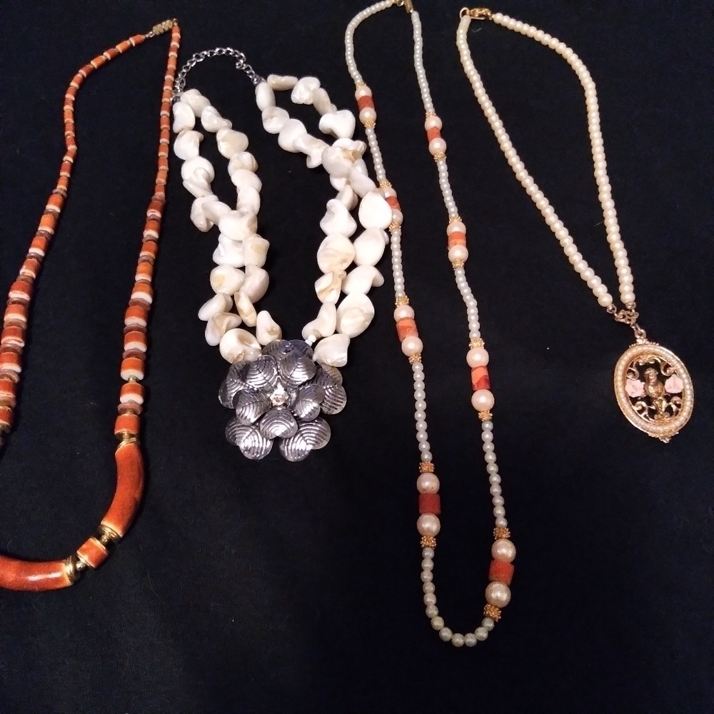 Set of 4 beaded vintage necklaces some signed!
